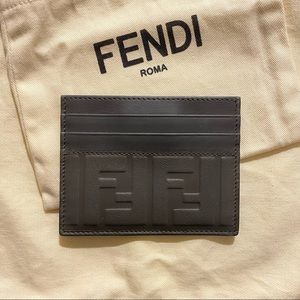 FENDI FF logo leather card holder